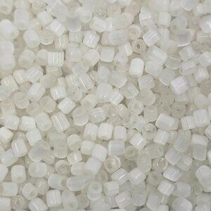 White Cat Eye Glass Cylinder Tube Seed Beads 87g
